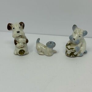 Lot of 3 Vintage 1950s Ceramic Dog Mini Figurines Japan D6